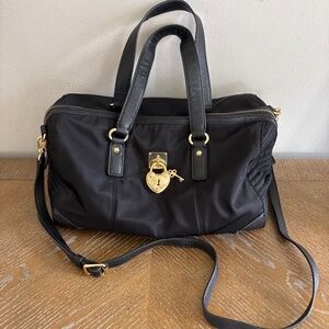 Juicy Couture Black Steff Satchel Crossbody Gold Heart Lock & Key Handbag